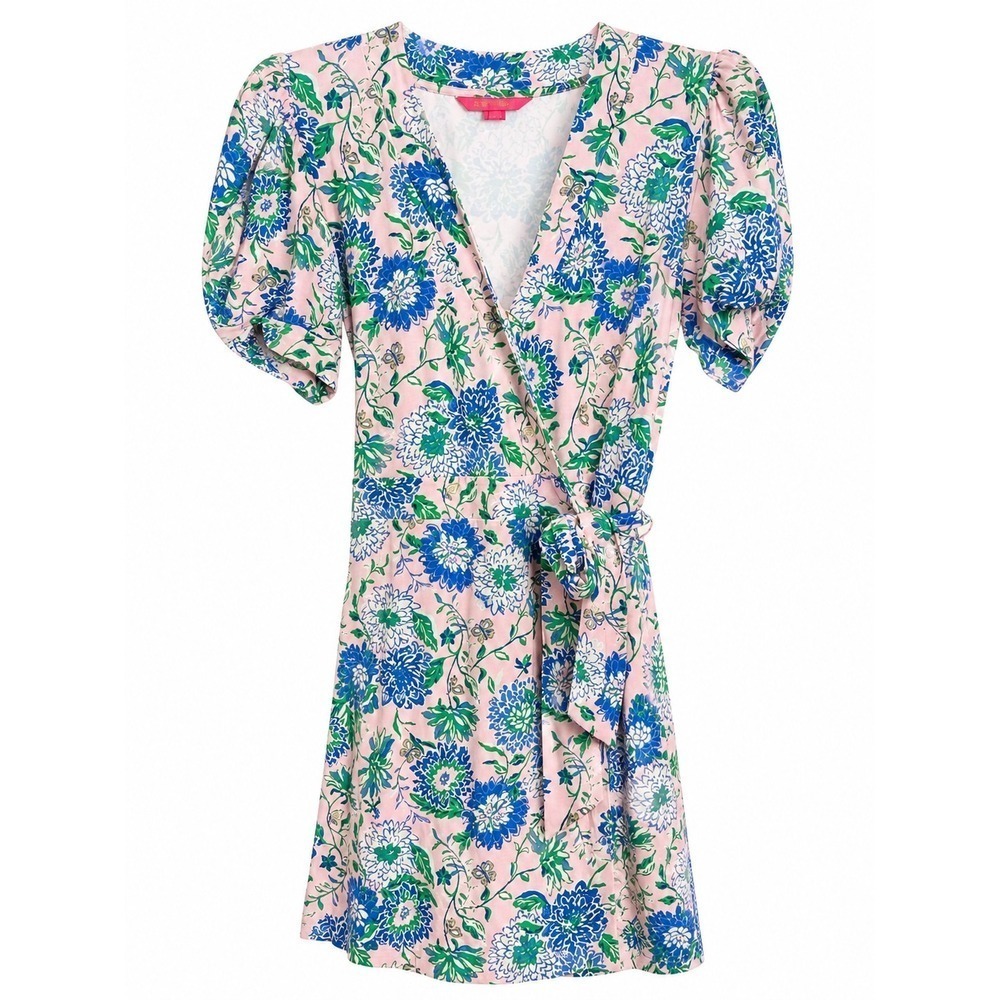 Lilly Pulitzer Sailynn Romper "Rumor Has It" Pink Medium Puff Sleeve MSRP $168
